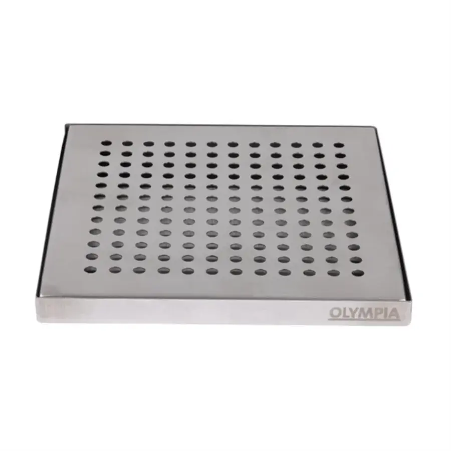 Bac de récupération en acier inoxydable | 150 x 150 x 13 mm | Grille amovible | Compatible lave-vaisselle