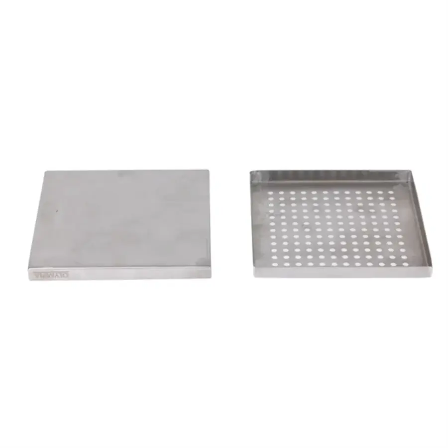 Stainless steel drip tray | 150x150x13 mm | Removable grid | Dishwasher safe