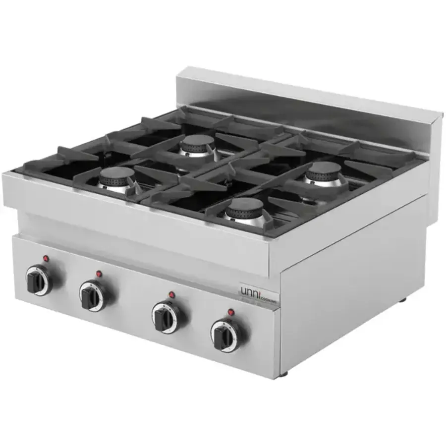 Cuisinière à gaz 4 feux | Modèle de table | 4 x 6,5 kW | 70 x 65 x 30/54 cm