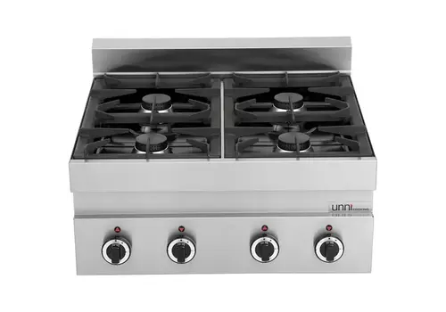  HorecaTraders Gasfornuis 4-pits | Tafelmodel | 4x 6,5Kw | 70x65x30/54cm 