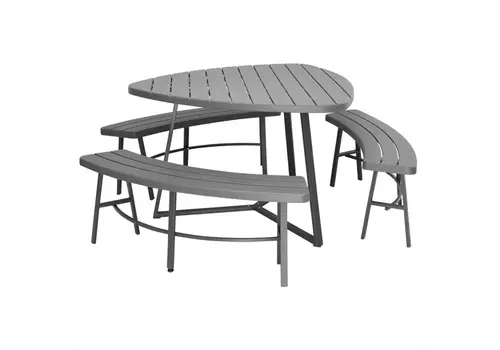  HorecaTraders Picnic table set with synthetic resin wood look | 116.8x118.9x74.5 cm 