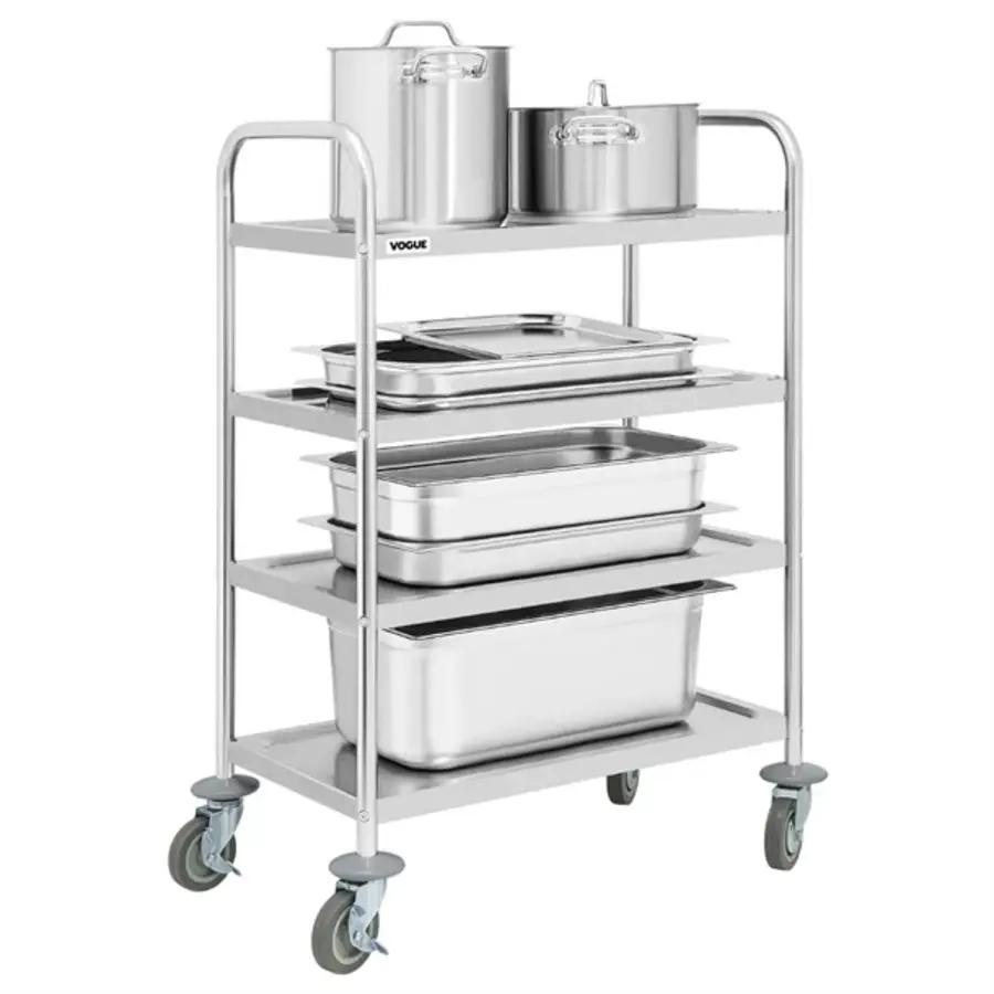 Clearing trolley | 4 levels | Stainless steel | 71x40.5x107.4cm