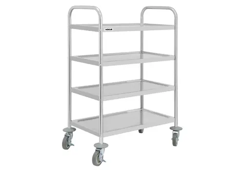  HorecaTraders Clearing trolley | 4 levels | Stainless steel | 71x40.5x107.4cm 