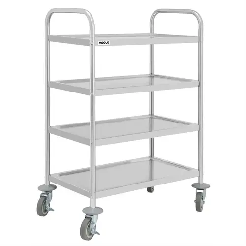  HorecaTraders Clearing trolley | 4 levels | Stainless steel | 71x40.5x107.4cm 