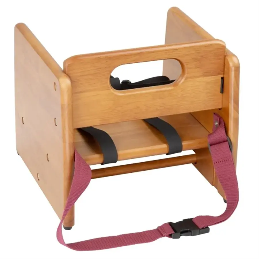 Rehausseur | Bois foncé | Harnais 5 points inclus | Jusqu'à 15 kg | 28,4 (H) x 29,7 (L) x 29,9 (P) cm
