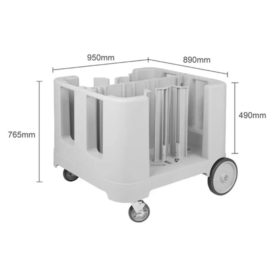 Chariot à assiettes | Réglable | 240 assiettes | PEHD | 76,3 (H) x 89,7 (l) x 95,2 (P) cm