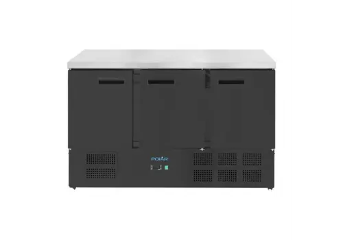  HorecaTraders Refrigerated workbench | Black | 400L | 3 doors | 87.5(h) x 137(w) x 70(d)cm 