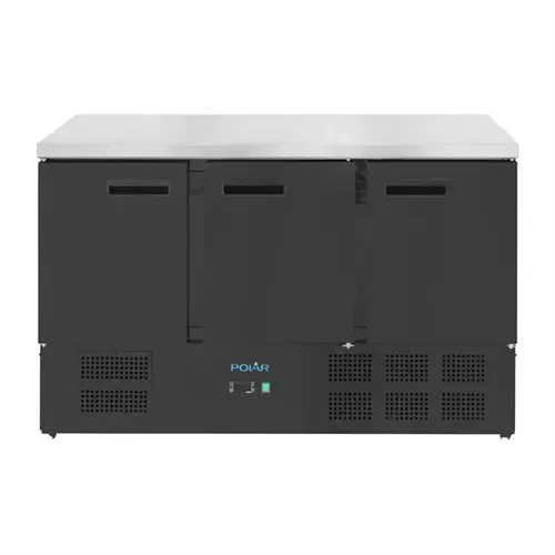  HorecaTraders Établi réfrigéré | Noir | 400 L | 3 portes | 87,5 (H) x 137 (L) x 70 (P) cm 