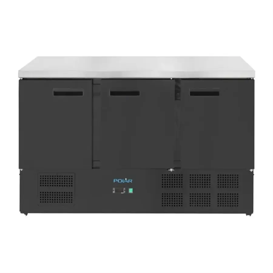 Refrigerated workbench | Black | 400L | 3 doors | 87.5(h) x 137(w) x 70(d)cm