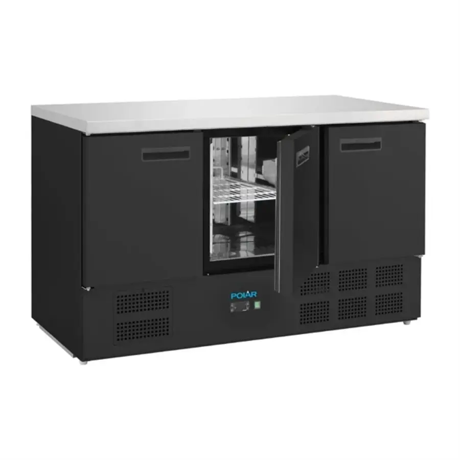 Refrigerated workbench | Black | 400L | 3 doors | 87.5(h) x 137(w) x 70(d)cm