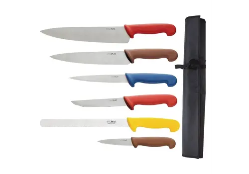  HorecaTraders Planches à découper et ensemble de couteaux | Hygiplas | PEBD | 6 pièces 