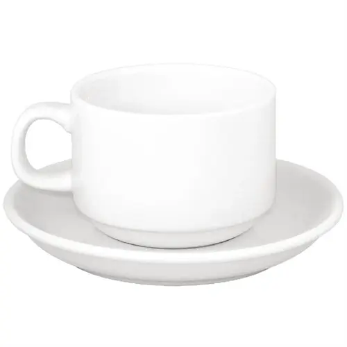  HorecaTraders Teacups and Saucers | 20cl and 14(Ø)cm | 24 pieces 