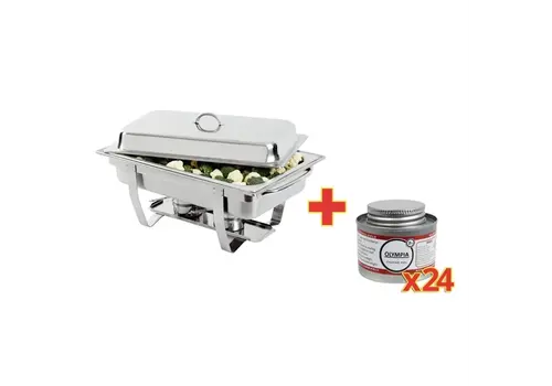  HorecaTraders Warmhaltegerät | Inkl. Brennstoffpaste | Warmhaltegerät und 24 Dosen Brennstoffpaste 