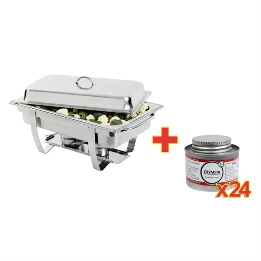 Chafing Dish | Incl. fuel paste | Chafing dish and 24 cans of fuel paste