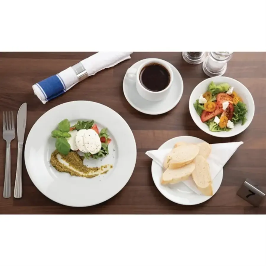 Dinnerware set | 5-piece | 24 cups and saucers, 24 plates (16.5 cm), 24 plates (25 cm), and 24 small bowls