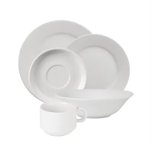  HorecaTraders Dinnerware set | 5-piece | 24 cups and saucers, 24 plates (16.5 cm), 24 plates (25 cm), and 24 small bowls 