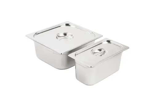 HorecaTraders Gastronorm containers | Set | 1/3 and 2/3 | Incl. lid | 15cm deep 