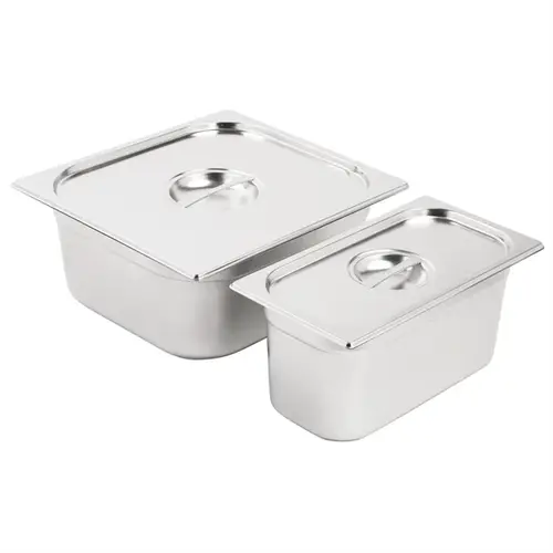  HorecaTraders Gastronorm containers | Set | 1/3 and 2/3 | Incl. lid | 15cm deep 