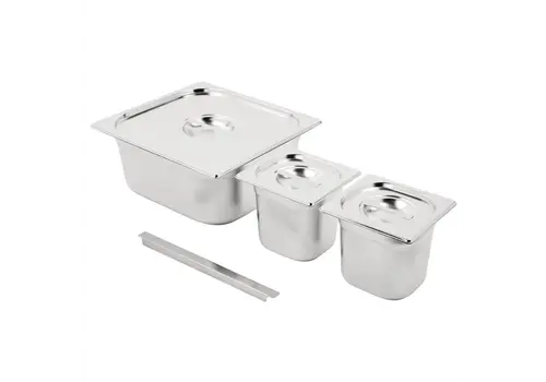  HorecaTraders Gastronorm-Behälter | Set | 2 x 1/6 und 2/3 | Mit Deckel | 15 cm tief 