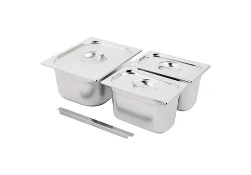  HorecaTraders Casseroles Gastronorm | Lot | 1/2 et 2 x 1/4 | Avec couvercle | Profondeur : 15 cm 