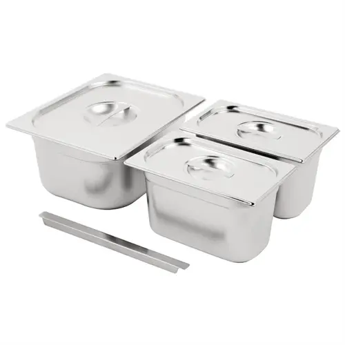  HorecaTraders Gastronorm-Behälter | Set | 1/2 und 2 x 1/4 | Mit Deckel | 15 cm tief 