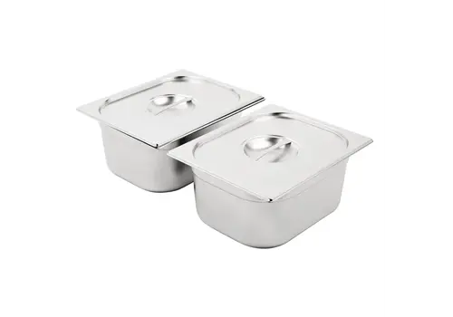  HorecaTraders Gastronorm | Baking set | 2x 1/2 + lid | Stainless steel | 18L | 15cm deep 