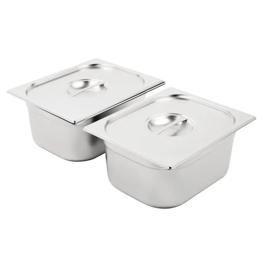 Gastronorm | Baking set | 2x 1/2 + lid | Stainless steel | 18L | 15cm deep