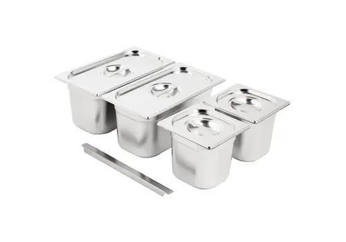 HorecaTraders Gastronorm | Backset | 2 x 1/3, 2 x 1/6 | Mit Deckel | 16 l 