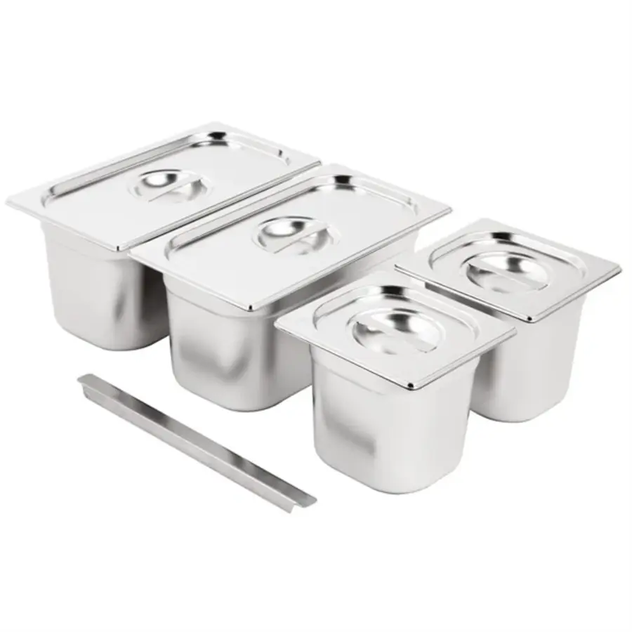 Gastronorm | Bakken set | 2x 1/3 2x 1/6 | Met deksel | 16l