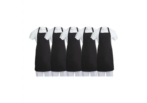  HorecaTraders Tablier | Polycoton | Noir | 96,5 cm (L) x 71,1 cm (l) | Lot de 5 