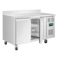 Refrigerated workbench | 2 doors | With back wall | 205L | 2°C to +8°C | 95(h)x136(w)x70(d)cm