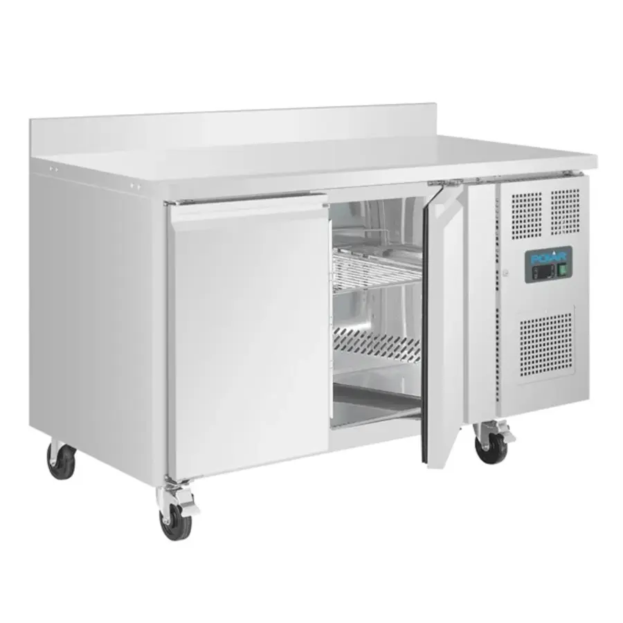 Refrigerated workbench | 2 doors | With back wall | 205L | 2°C to +8°C | 95(h)x136(w)x70(d)cm