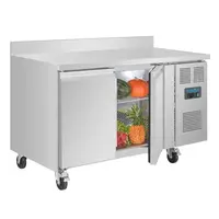 Refrigerated workbench | 2 doors | With back wall | 205L | 2°C to +8°C | 95(h)x136(w)x70(d)cm