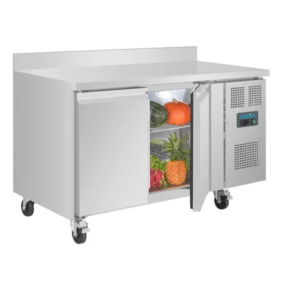 Établi réfrigéré à double porte avec panneau arrière | 205 L | 2 °C à +8 °C | 95 x 136 x 70 cm | A