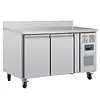 HorecaTraders Refrigerated workbench | 2 doors | With back wall | 205L | 2°C to +8°C | 95(h)x136(w)x70(d)cm