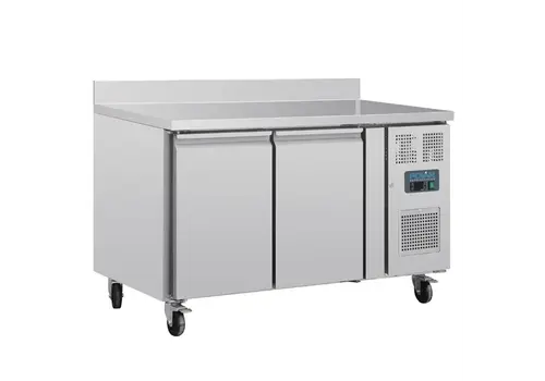  HorecaTraders Koelwerkbank | 2 deurs | Met achterwand | 205L | 2°C tot +8°C | 95(h)x136(b)x70(d)cm 