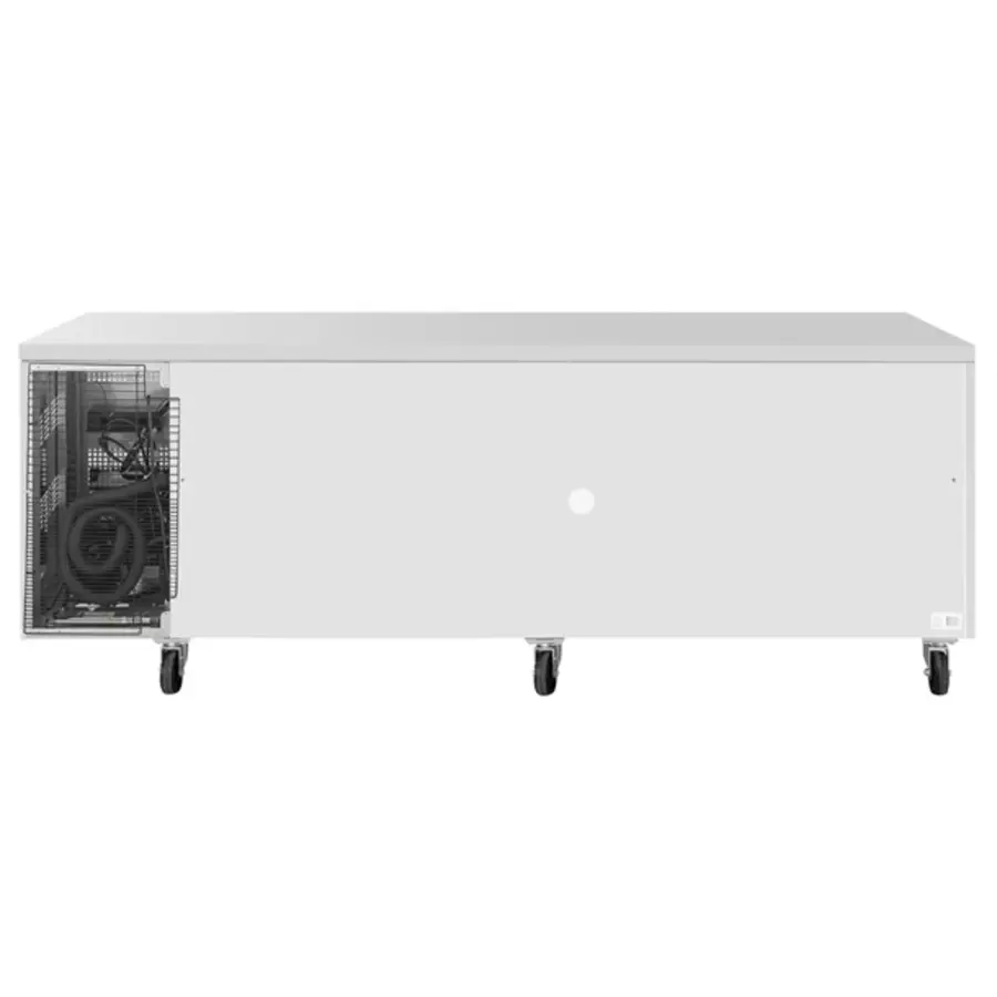Refrigerated workbench with 4 drawers and 2 doors | 284L | Stainless steel | 86(h)x223(w)x70(d)cm | B
