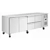 HorecaTraders Établi réfrigéré avec 4 tiroirs et 2 portes | 284 L | Acier inoxydable | 86 (H) x 223 (L) x 70 (P) cm | L