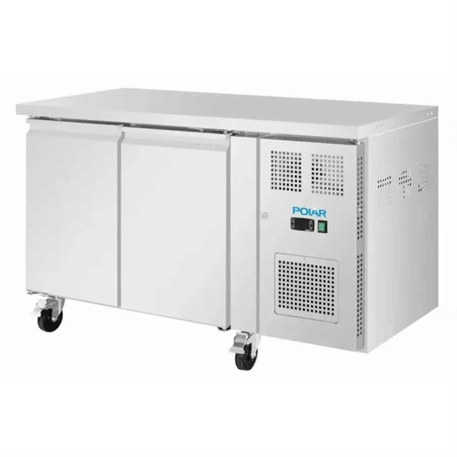 Doppeltürige, gekühlte Werkbank mit Lenkrollen | 260 l | Edelstahl | 86 (H) x 136 (B) x 60 (T) cm | A