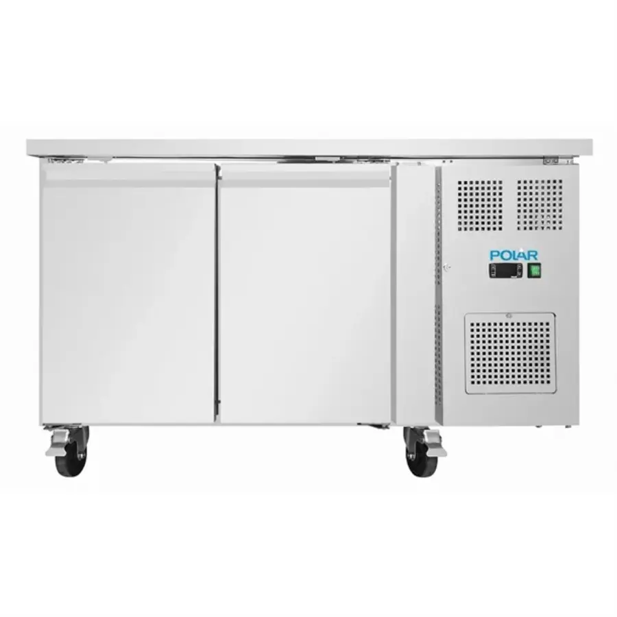 Doppeltürige, gekühlte Werkbank mit Lenkrollen | 260 l | Edelstahl | 86 (H) x 136 (B) x 60 (T) cm | A