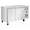 HorecaTraders Dubbeldeurs Koelwerkbank met Zwenkwielen | 260L | RVS | 86(h)x136(b)x60(d)cm | A