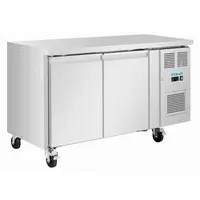 Doppeltürige, gekühlte Werkbank mit Lenkrollen | 260 l | Edelstahl | 86 (H) x 136 (B) x 60 (T) cm | A