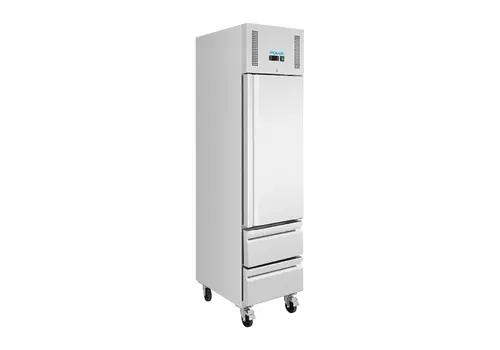  HorecaTraders Kühlschrank | 1 Tür | 2 Schubladen | 292 l | Edelstahl | +2 °C bis +8 °C | 210 (H) x 48,4 (B) x 74,5 (T) cm 