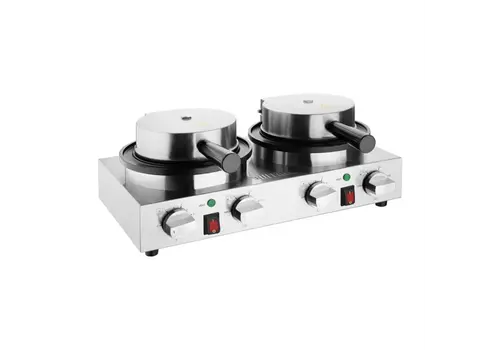  HorecaTraders Gaufrier | Double | Jusqu'à 60 gaufres de 180 mm de diamètre par heure | 19,8 (H) x 50 (L) x 29 (P) cm 