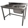 Diverso Spoeltafel | RVS | Spoelbak + Afdruipvlak | Achteropstand | Gelaste Constructie | 120x70x90(h)cm