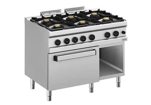  Diverso Herd + Backofen | Gas | 6 Kochfelder (6 x 5,5 kW) + Backofen (5,2 kW) | Zündflamme | 110 x 70 x 85 (H) cm 