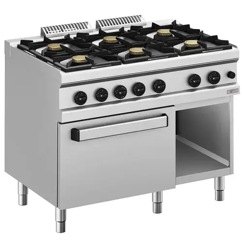  Diverso Cuisinière + Four | Gaz | 6 brûleurs (6 x 5,5 kW) + Four (5,2 kW) | Veilleuse | 110 x 70 x 85 (h) cm 