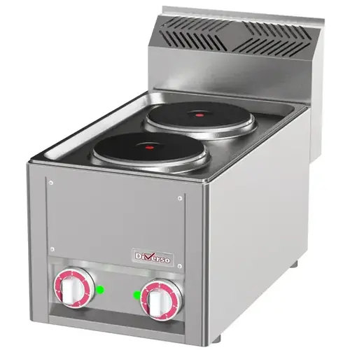  Diverso Cuisinière | Électrique | 2 foyers (Ø180) | 4 kW (400 V) | 33 x 60 x 29/43,5 (h) cm 