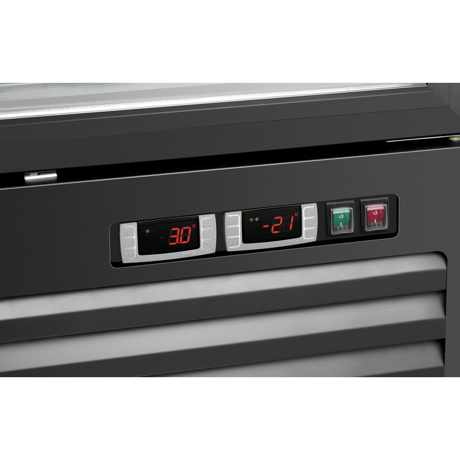 Combination refrigerator and freezer black | glass doors | 820 L | 1220x805x2000 mm