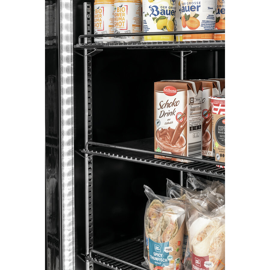 Kombinierter Kühl- und Gefrierschrank, schwarz | Glastüren | 820 l | 1220 x 805 x 2000 mm